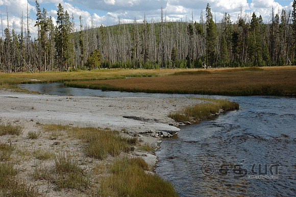 Scenery - Firehole River with landscape