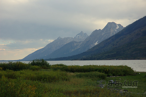 Scenery - Grand Teton Range from Snake River at sunset
